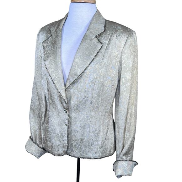 Cache’ Women’s Champagne Color Jacket w/Gold Metallic Thread & Bronze Beads Med - Picture 13 of 13